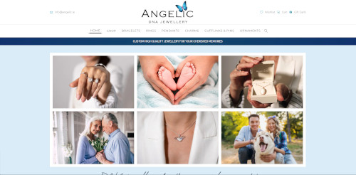 A collage of images featuring jewelry pieces such as rings and necklaces, along with people wearing the jewelry in various settings. The top row includes hands with rings, while the bottom features couples and individuals with jewelry highlights.